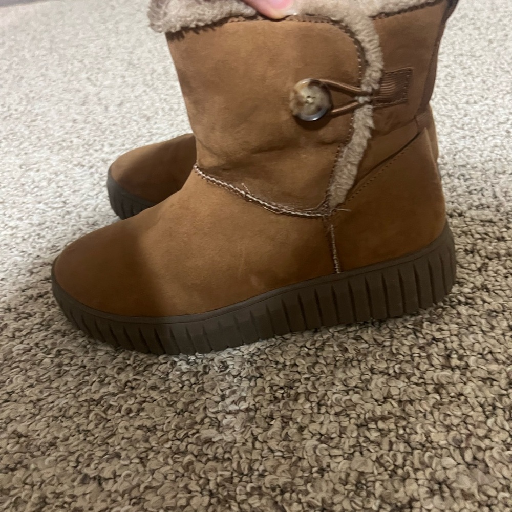 Youth Cozy Faux-Suede Winter Boots in Brown